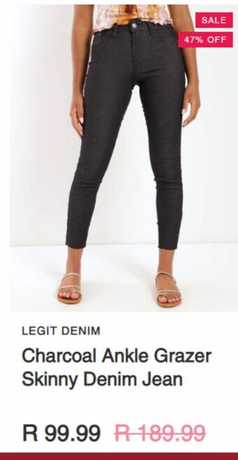 LEGiT Charcoal ankle grazer skinny denim jean offer