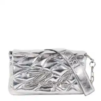 K/signature soft metallic quilted baguette – silver