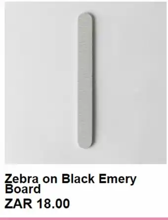 Zebra on black emery board