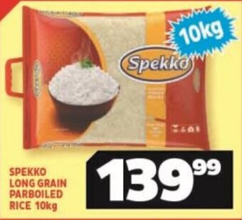 Usave SPEKKO LONG GRAIN PARBOILED RICE 10kg offer