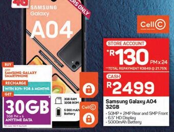 Pick n Pay Samsung galaxy a04 32gb offer