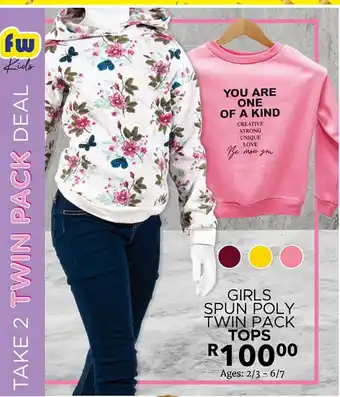 Fashion World Girls spun poly twin pack tops offer