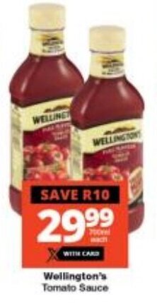 Checkers Wellington's Tomato Sauce offer