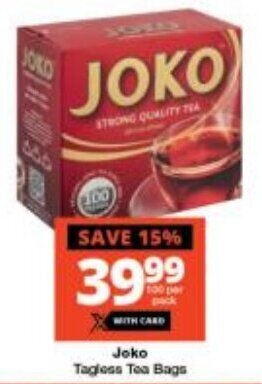 Checkers Joko Tagless Tea Bags offer