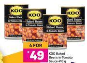 Game Koo baked beans in tomato sauce-for 4 x 410g offer