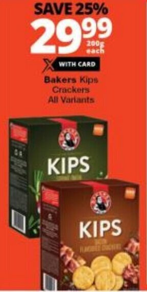 Checkers Bakers Kips Crackers All Variants offer