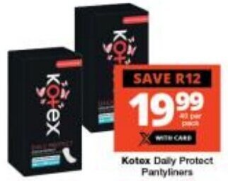 Checkers Kotex Daily Protect Pantyliners offer