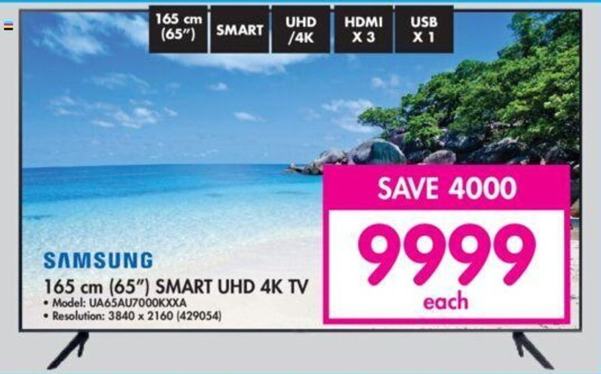 SAMSUNG 165 cm (65") SMART UHD 4K TV offer at Makro