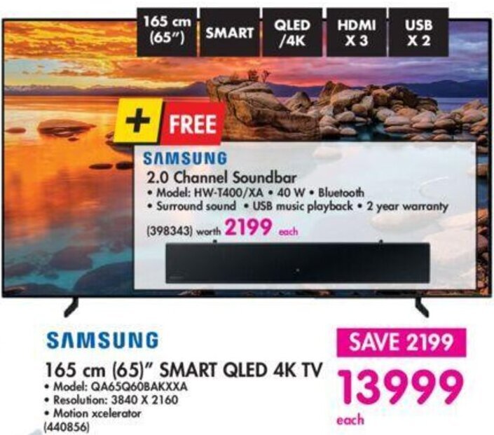 SAMSUNG 165 cm (65)" SMART QLED 4K TV offer at Makro