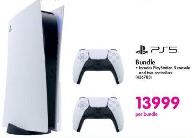 Bundle Incudes PlayStation 5 console and two controllers offer at Makro