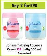 Game Johnson's baby aqueous cream or jelly assorted-for 2 x 500ml offer