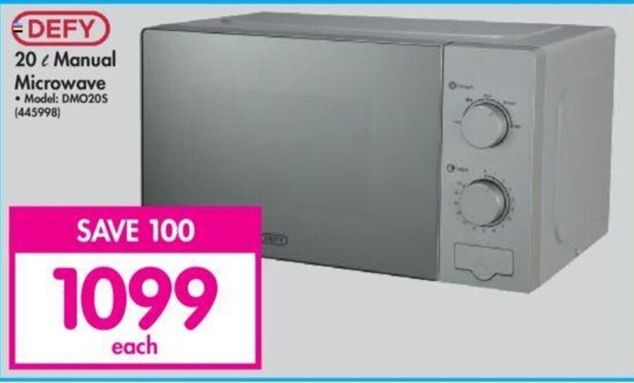DEFY 20l Manual Microwave offer at Makro