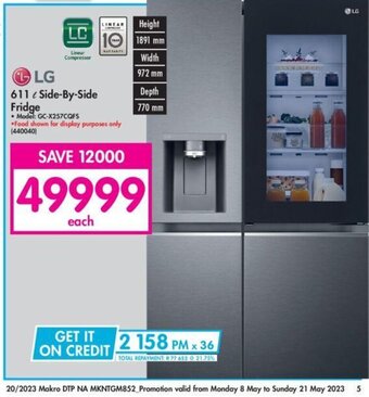 Makro LG 611l Side-By-Side Fridge offer