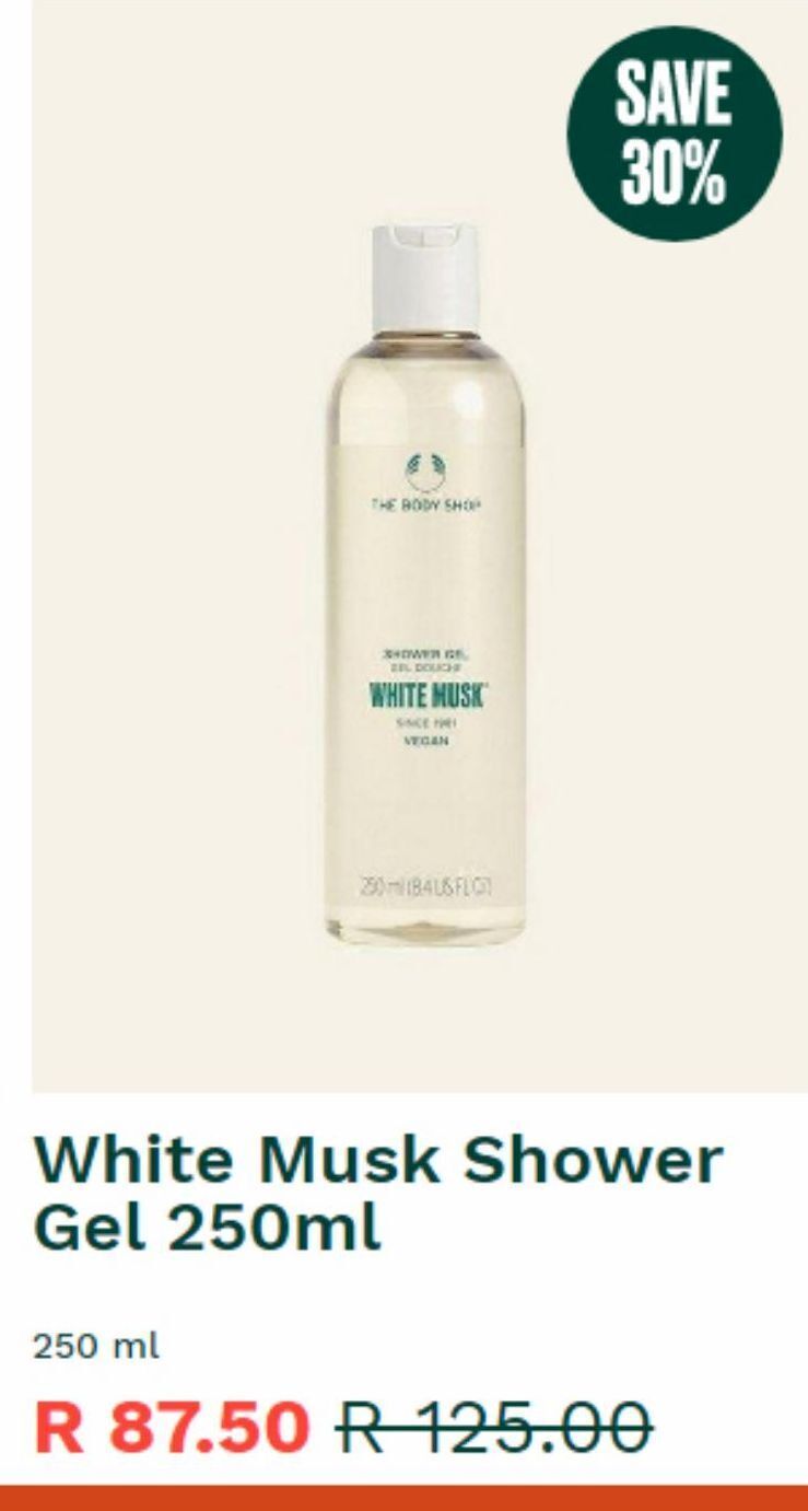 White musk shower gel 250ml offer at The Body Shop