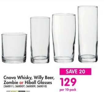 Makro Cnova Whisky, Willy Beer, Zombie or Hiball Glasses offer