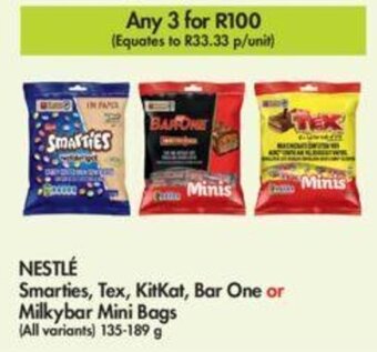 Makro NESTLÉ Smarties, Tex, KitKat, Bar One or Milkybar Mini Bags offer
