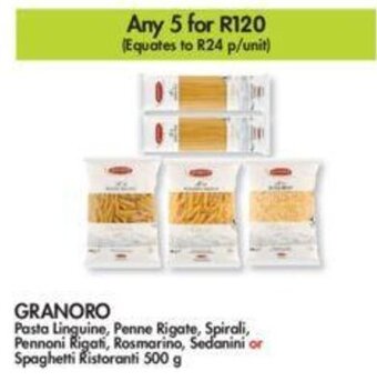 GRANORO Pasta Linguine, Penne Rigate, Spirali, Pennoni Rigati, Rosmarino, Sedanini or Spaghetti Ristoranti 500 g