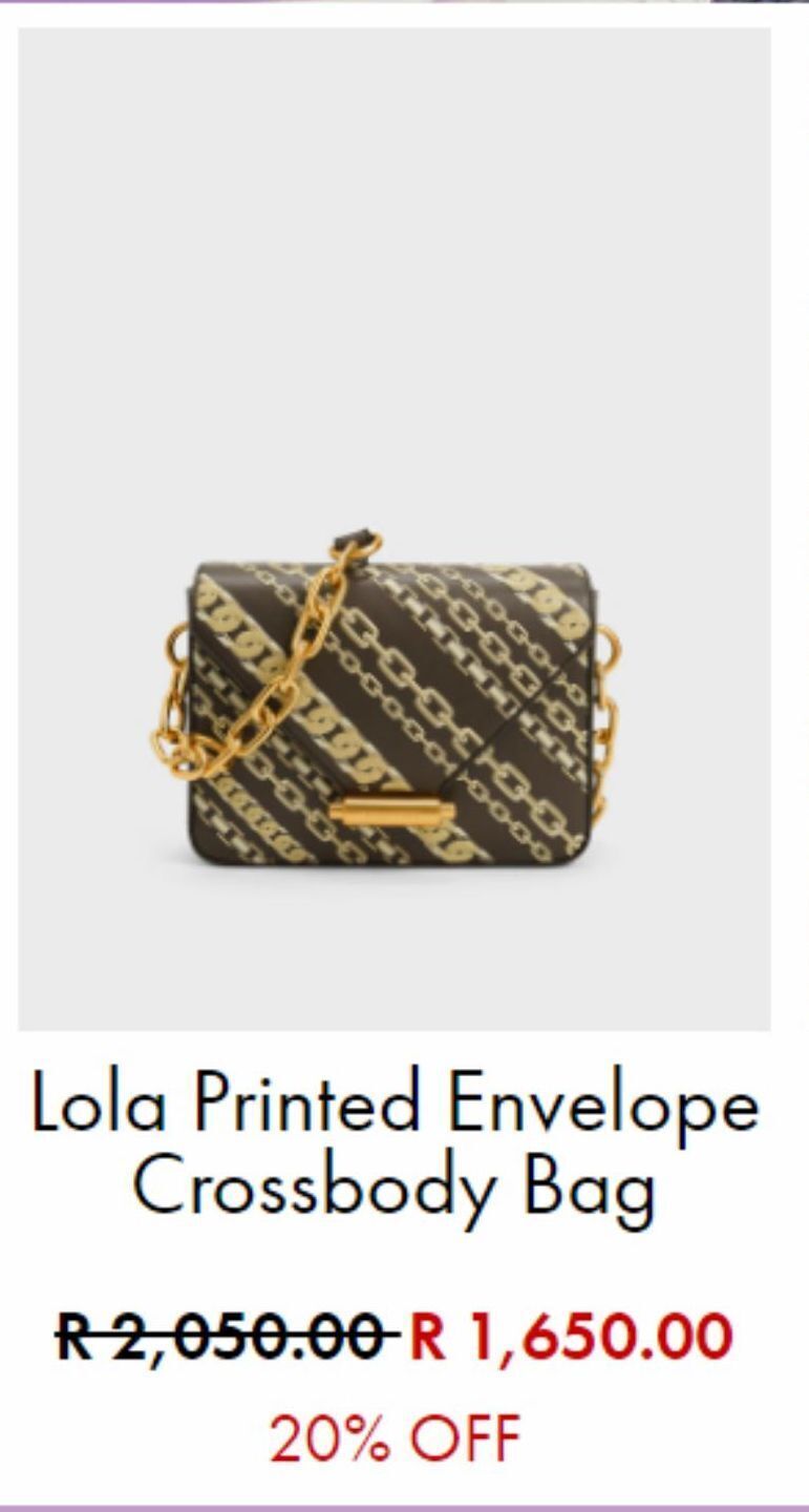 Lola printed envelope crossbody bag offer at Charles & Keith