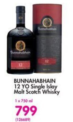 Makro BUNNAHABHAIN 12 YO Single Islay Malt Scotch Whisky offer
