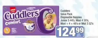 Spar Cuddlers Value Pack Dispossable Nappies offer