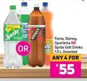 Game Fanta, stoney, sparketta or sprite soft drinks assorted-for 4 x 1.5l offer