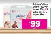 Game Johnson's baby gentle all over wipes 288s or extra sensitive wipes 224s-each offer