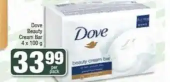 Spar Dove Beauty Cream Bar 4x100g offer