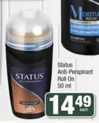 Spar Satatus Anti-Prespirant Roll On 50ml offer