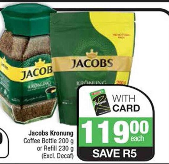 Jacobs Kronung Coffee Bottle 200 g offer at Spar