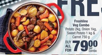 Spar Freshline Veg Combo Potato 2kg, Onion 1kg, Sweet Potato 1 kg & Carrot 750 g offer