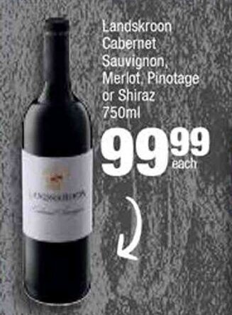 Landskroon Cabernet Sauvignon Merlot, Pinotage or Shiraz 750ml