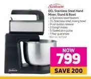 Game Sunbeam del stainless steel hand mixer, stand & bowl offer