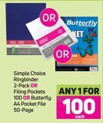 Game Simple choice ringbinder 2 pack or filing pockets 100 or butterfly a4 pocket file 50 page-for 1 offer