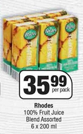 Spar Rhodes 100% Fruit Juice Blend Assorted 6x200ml offer