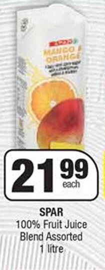 Spar SPAR 100% Fruit Juice Blend Assorted 1 litre offer