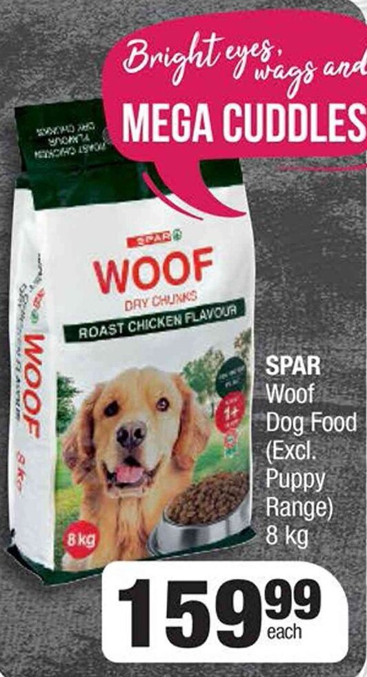 SPAR Woof Dog Food (Excl. Puppy Range) 8 kg offer at Spar