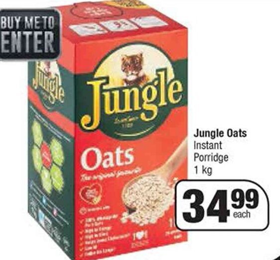 Jungle Oats Instant Porridge 1 kg offer at Spar