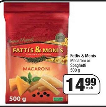 Spar Fattis & Monis Macaroni or Spaghetti 500 g offer