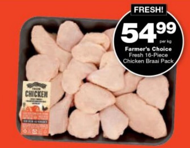 Farmer's Choice Fresh 16Piece Chicken Braai Pack offer at Checkers
