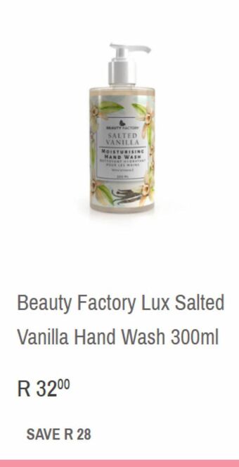 Beauty factory lux salted vanilla hand wash 300ml