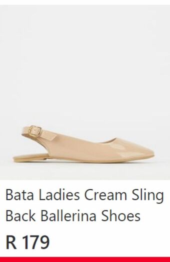 Bata ladies cream sling back ballerina shoes