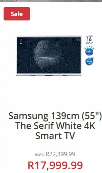 Hirsch's Samsung 139cm 55'' the serif white 4k smart tv offer