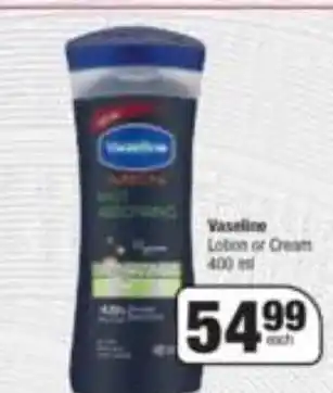 Spar Body cream vaseline 400ml offer