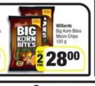 Spar Big korn bites maize chips 120g offer