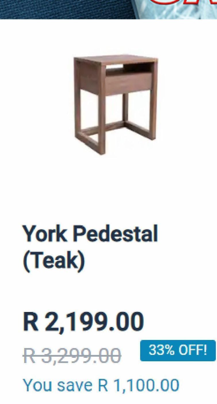 York pedestal (teak) offer at The Mattress Warehouse