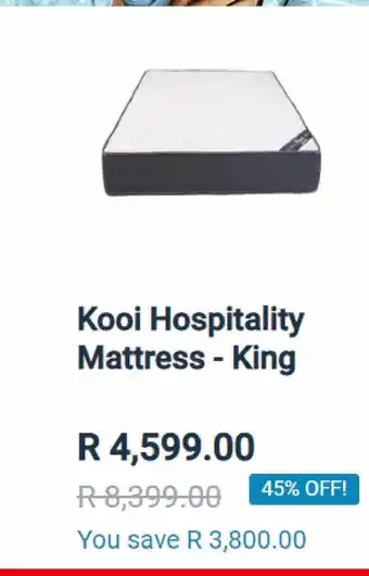 The Mattress Warehouse Kooi hospitality mattress king offer