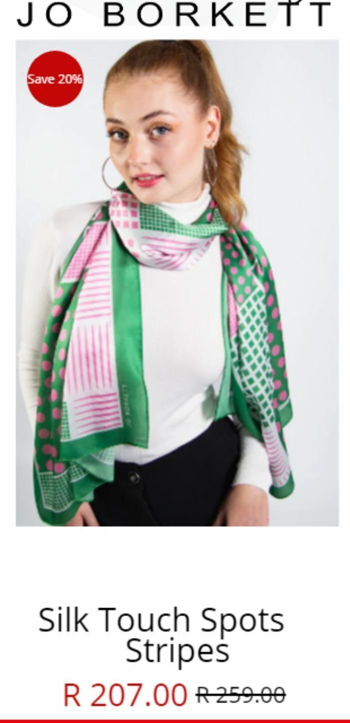Silk touch spots stripes offer at Jo Borkett