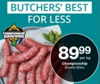Checkers Championship Boerie Bites offer