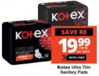 Checkers Kotex Ultra Thin Sanitary Pads offer
