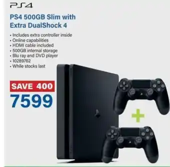 Incredible Connection Playstation 4 500gb slim with extra dualshock 4 offer